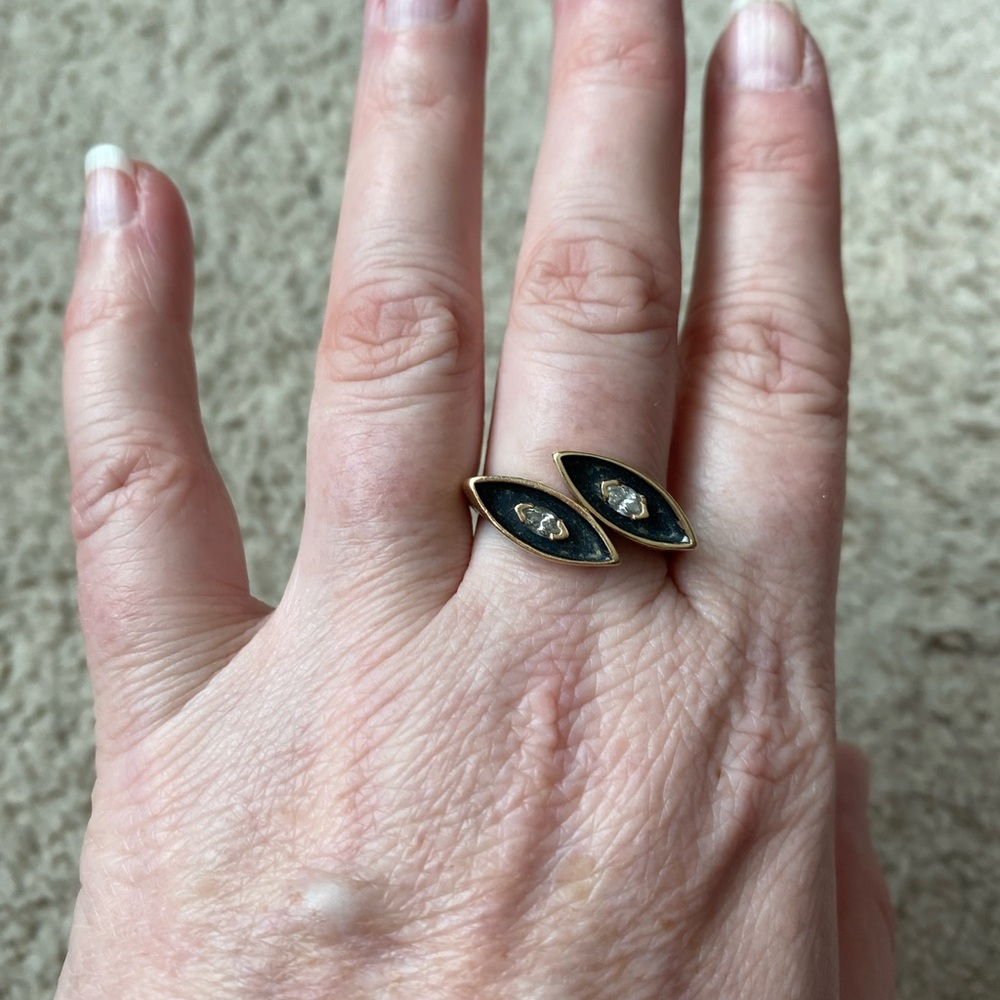Black diamond and gold ring